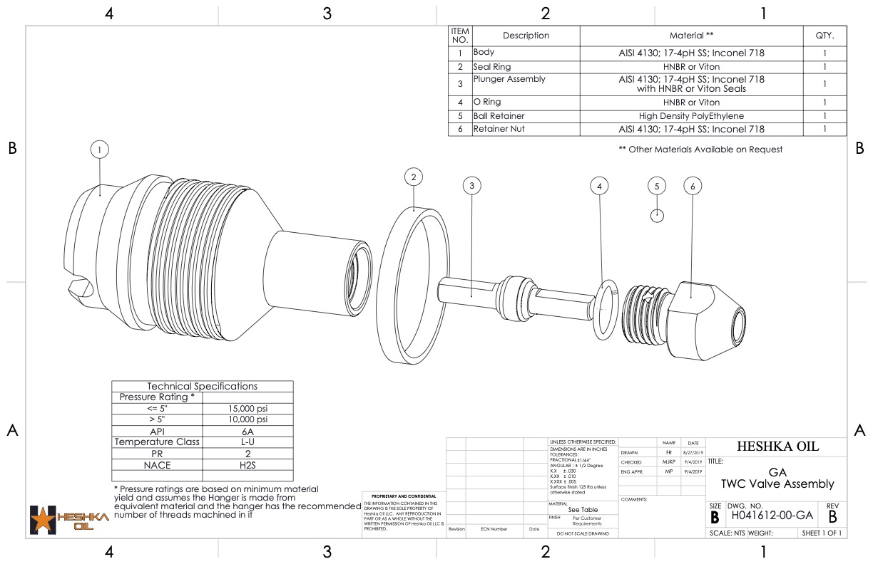 H041612-00-GA TWC Assembly DWG Rev B