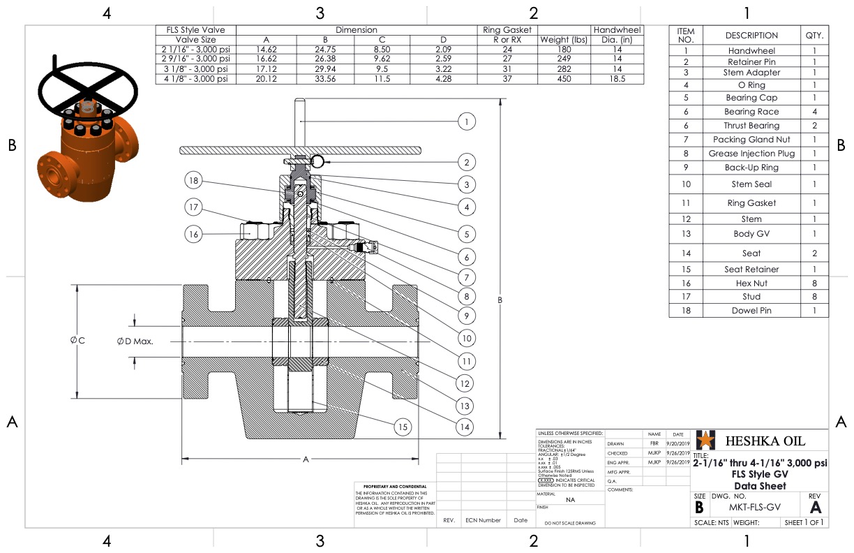 GV Assembly 3ksi FLS Style Data Sheet