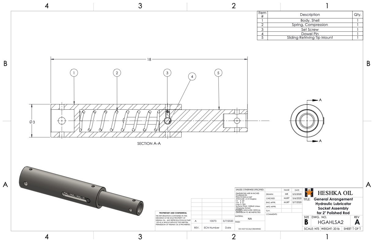 HHLSA Hydraulic Lubricator Socket Assembly GA